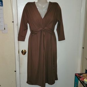 Reborn J dress super soft brown v neckline pullover 3/4 sleeve b29